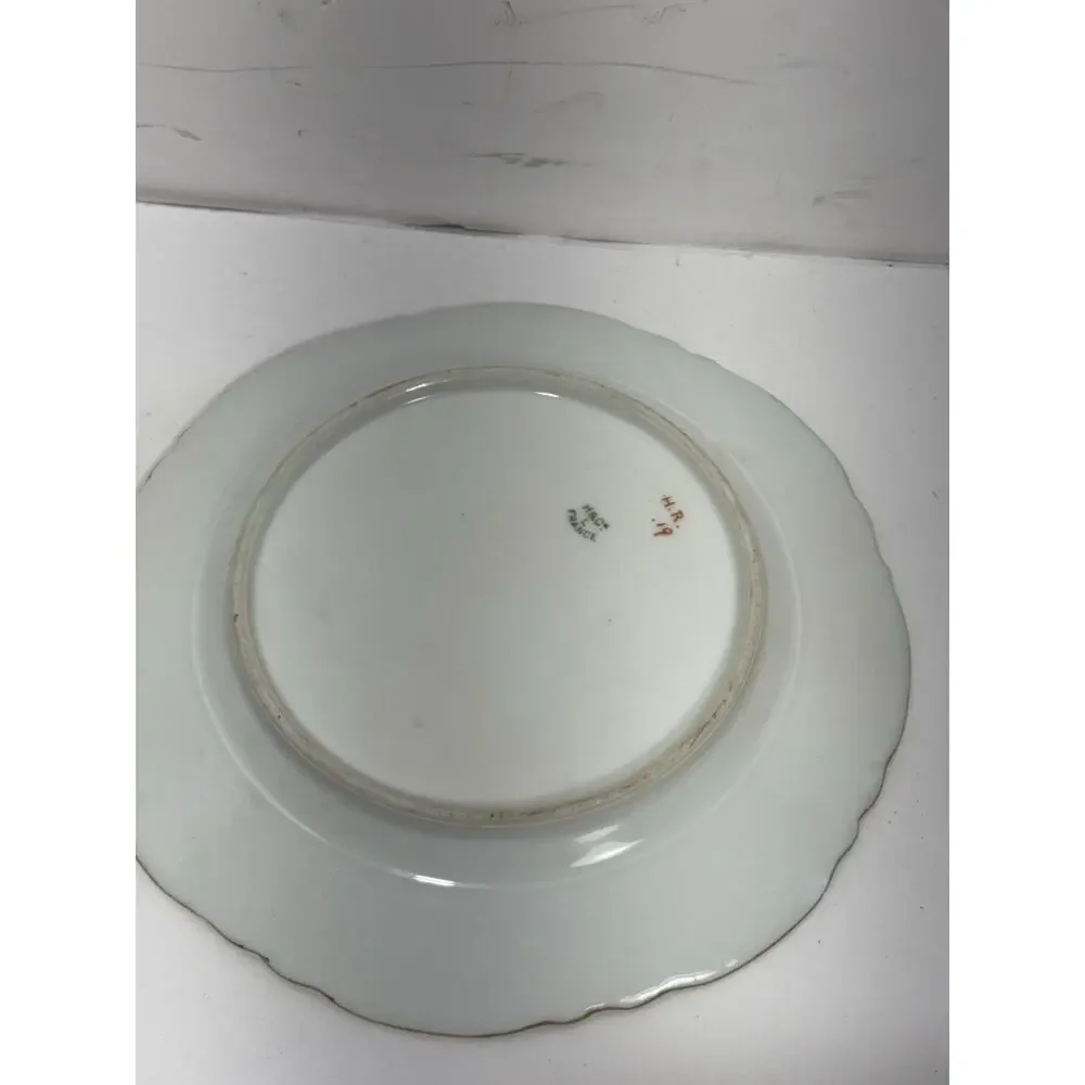 Antique France‎ Dinner Plate H & Co Limoges Hand Painted Blue Floral Good Edges